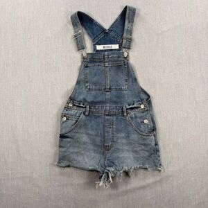 Melville Womens Denim Shortalls Medium Wash Raw Hem Overalls Size S 829SP155005B